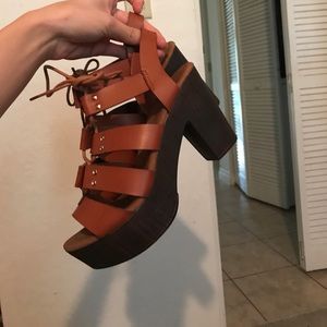 Brown platform sandals